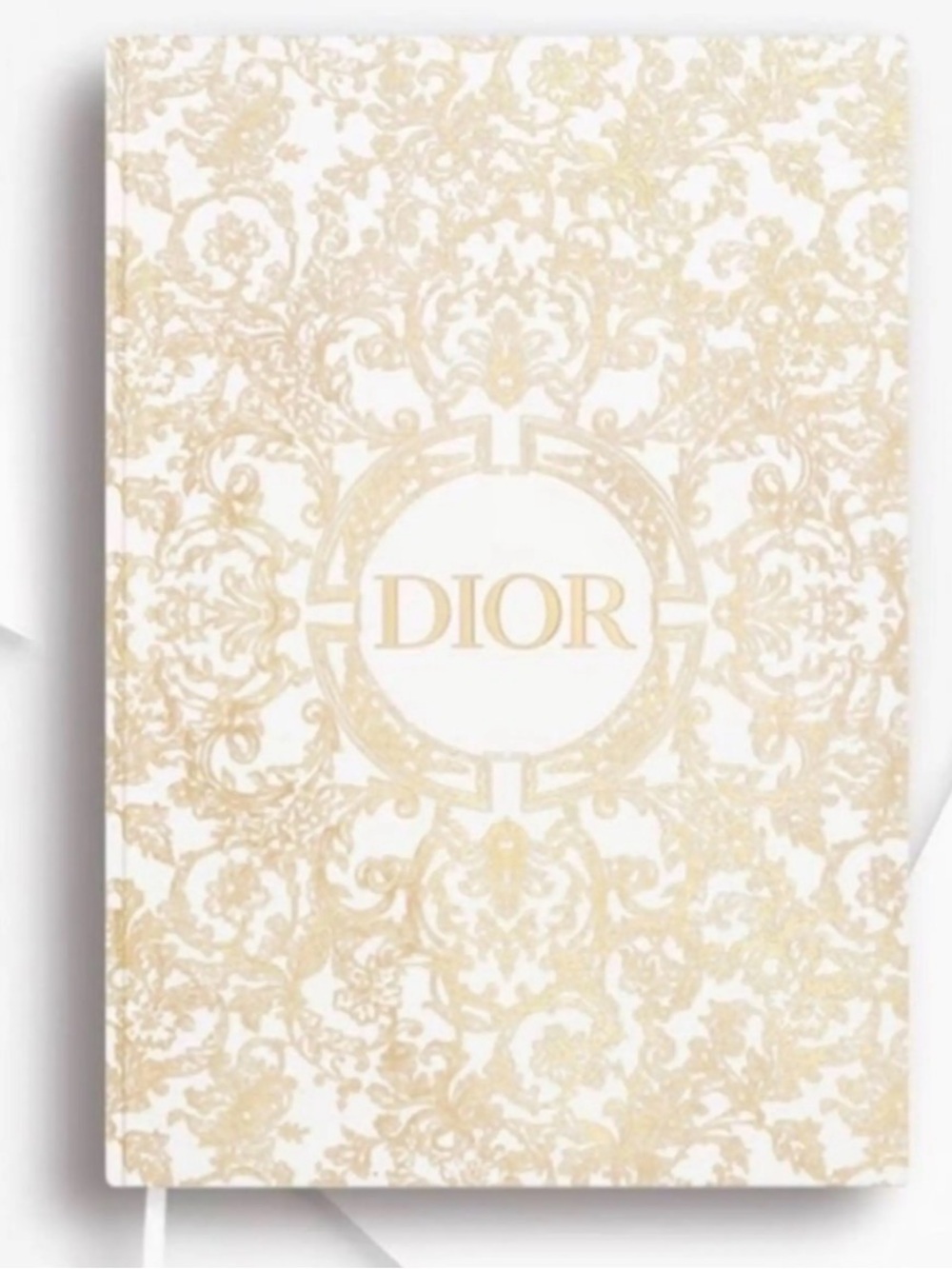Dior White and Gold Ornate Logo Notebook